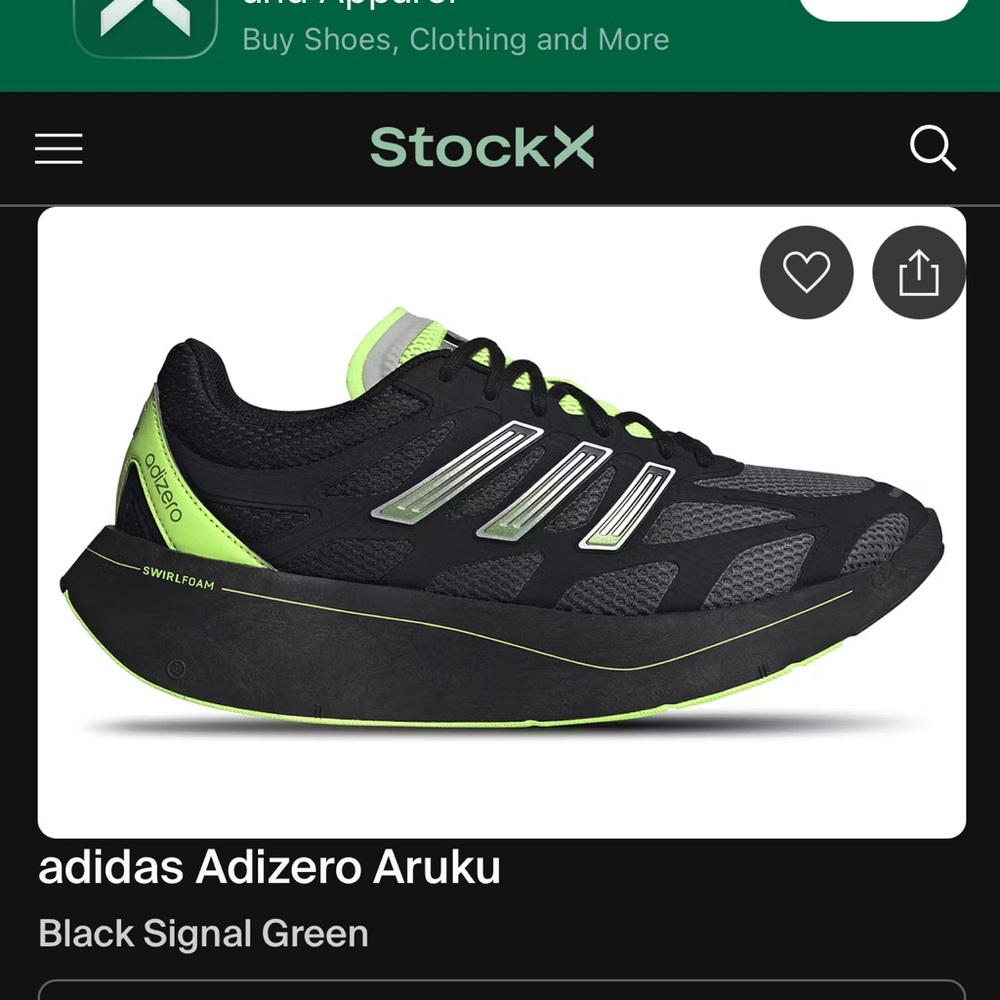 Adidas Adizero Aruku Black with Green Accents